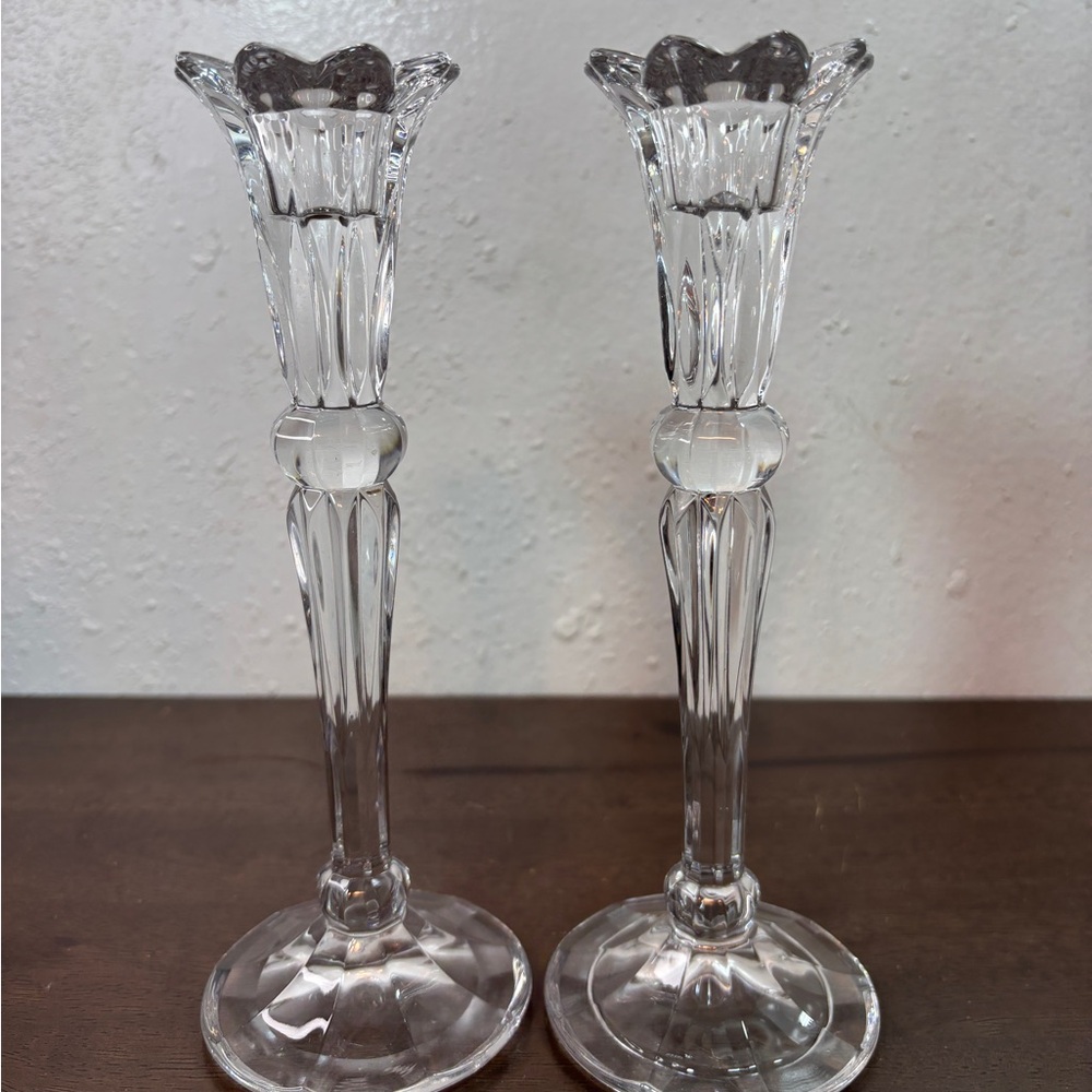 Elegant Lead Crystal Tulip Candle Holders